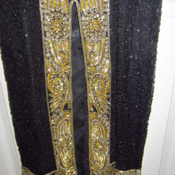 Lawrence Kazar Black and Gold long beaded gown - Picture 4 of 8